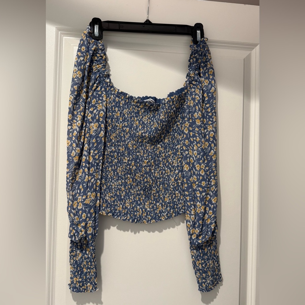 Reformation Blue Floral Blouse